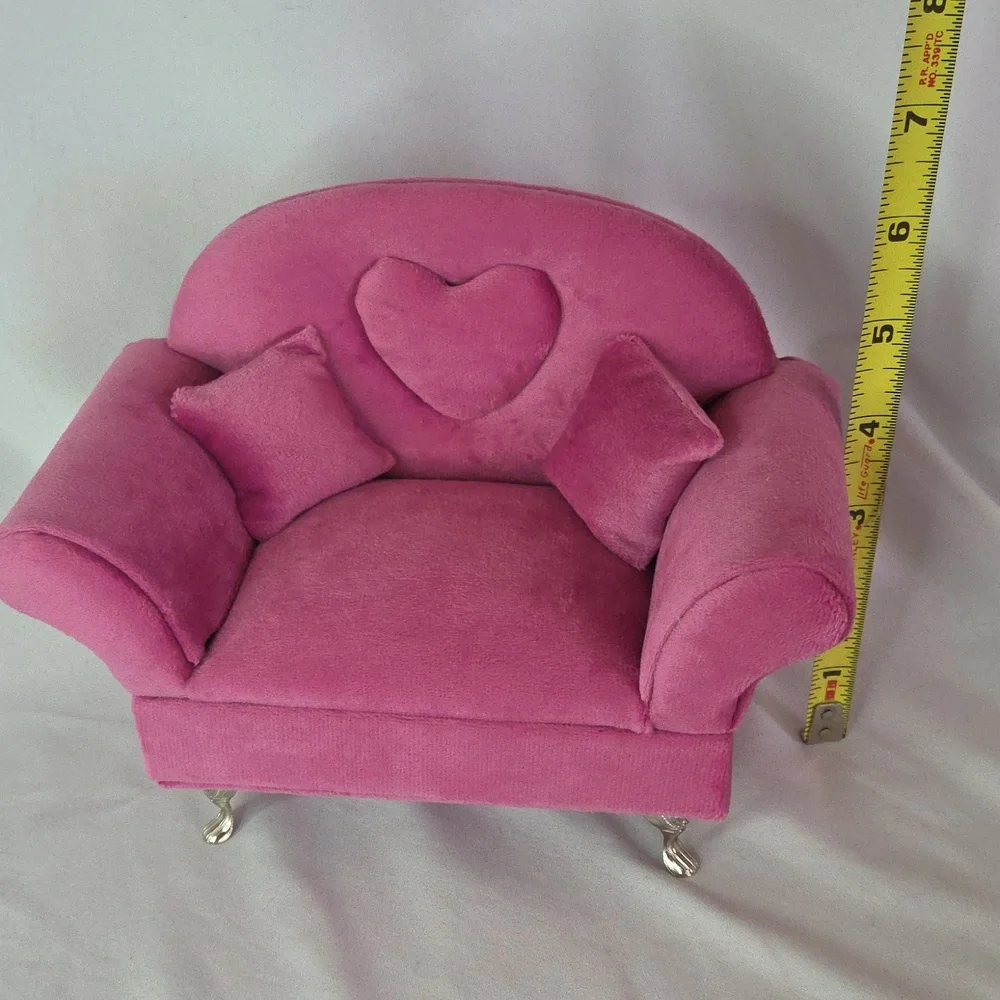 Pink Velvet Jewelry Box Couch Can Be Dolls Sofa Like New